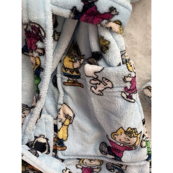 Peanuts Snoopy Charlie Brown Whole Gang Robe Belt Pockets Soft Women’s Sz L / XL - Picture 5 of 14